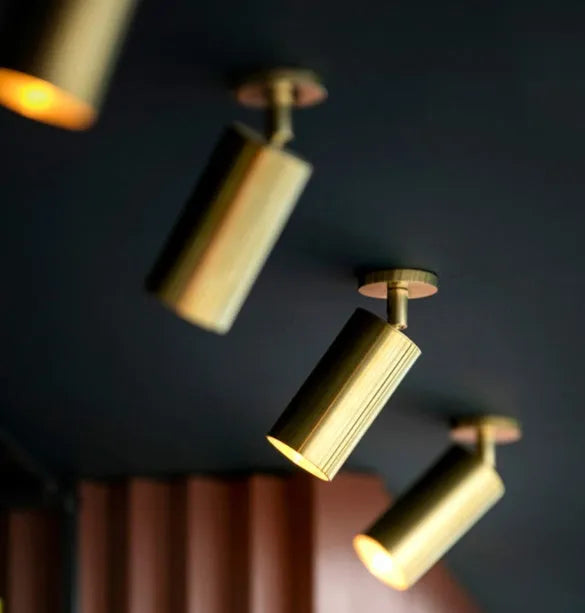 Nordic all-aluminium ceiling light with LED lamp, electroplated gold surface, yellow colour