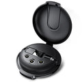 Black magnetic 3-in-1 car phone charger with retractable cable and vehicle mounting bracket
