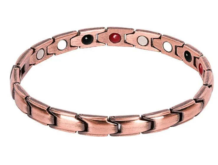 Metal rhombus therapy bracelet available in Black, Bronze, Gold, and Silver, with electroplated finish and optional 2pcs, 4pcs, or 8pcs sets.