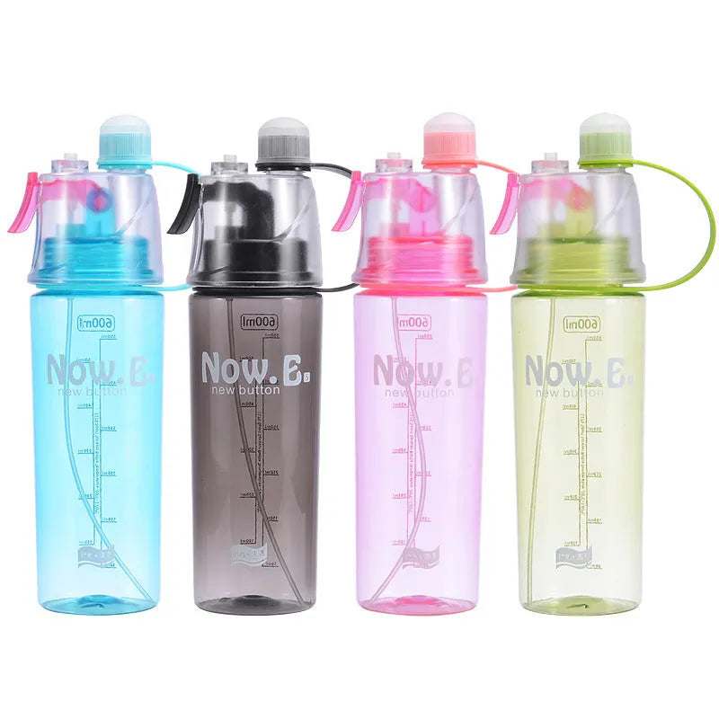 Portable green mist spray sports bottle with handle and leakproof cap
