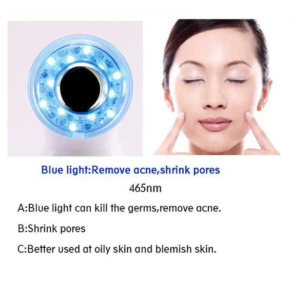 3MHz LED photon facial massager with 36 R/G/B light modes, 17.5cm handheld device for face and body