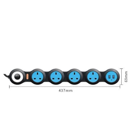 UK standard power strip with rotating design and USB charging ports