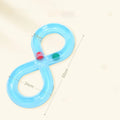 Blue and white cat turntable track toy with ball and teasing stick