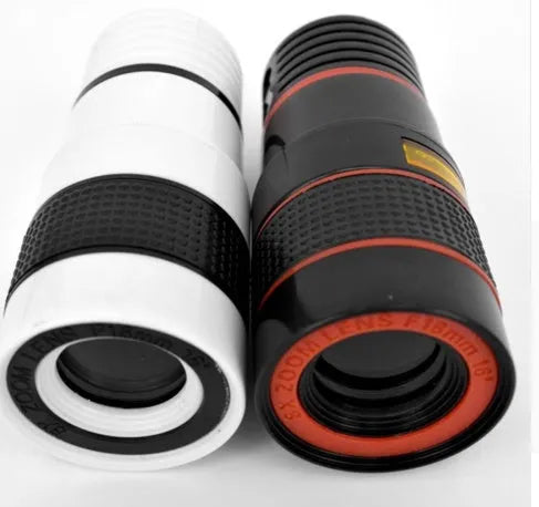 12x zoom phone camera telescope lens with adjustable clip on a smartphone