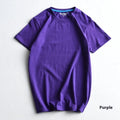 Men's solid colour round neck cotton t-shirt on a hanger, showing the short sleeve and blank front design.