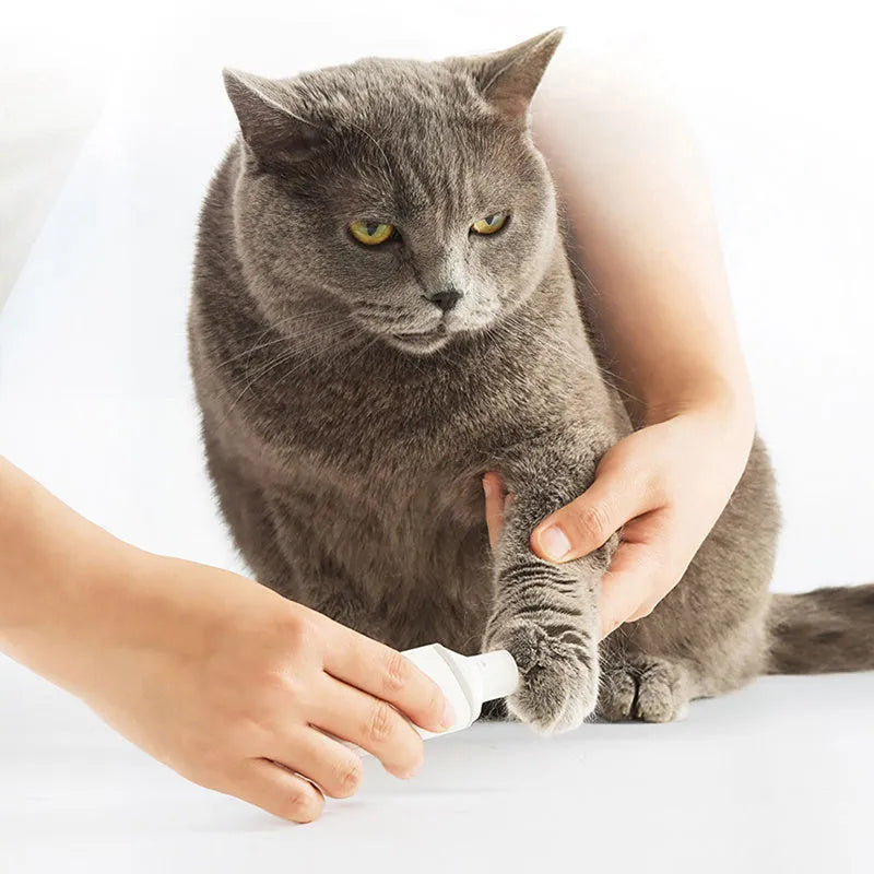 White pet electric nail polisher for cats and dogs, compact ABS body, low noise grinder