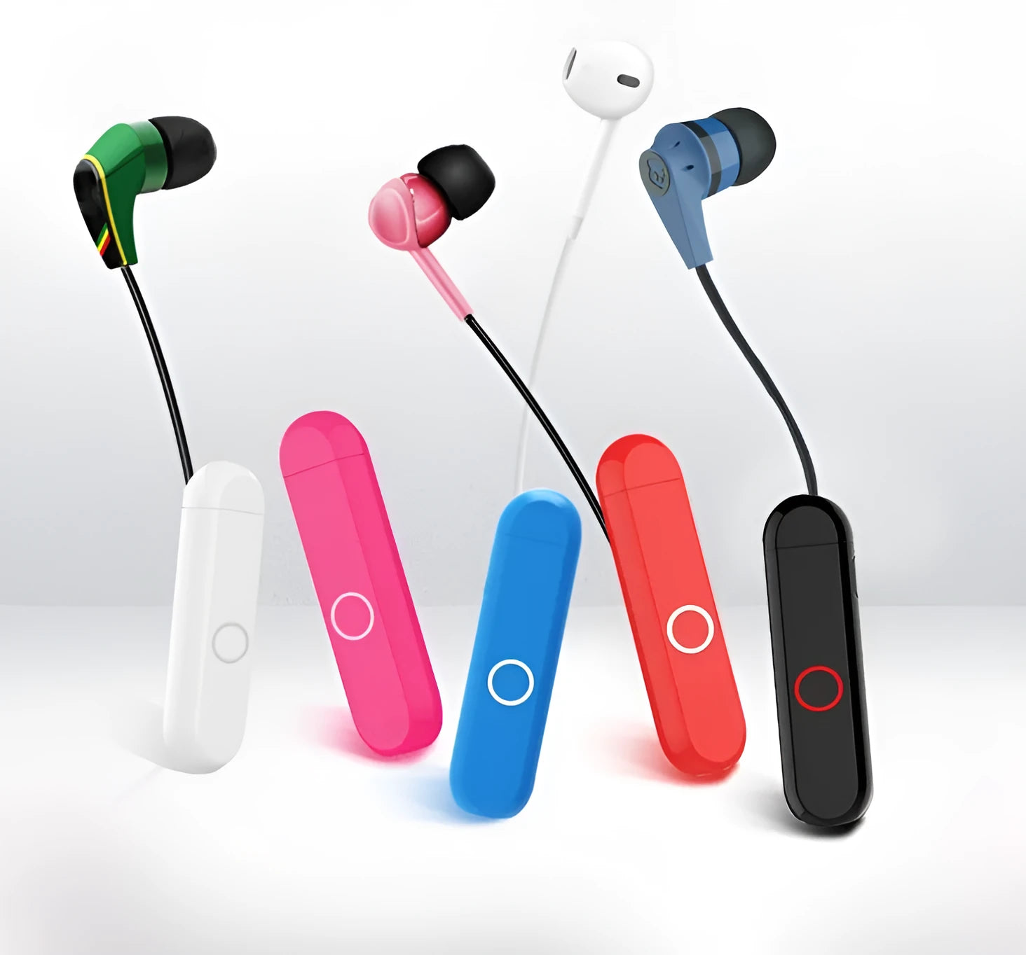 A1 Bluetooth audio receiver and converter unit with 3.5mm plug in black, blue, orange, or white.