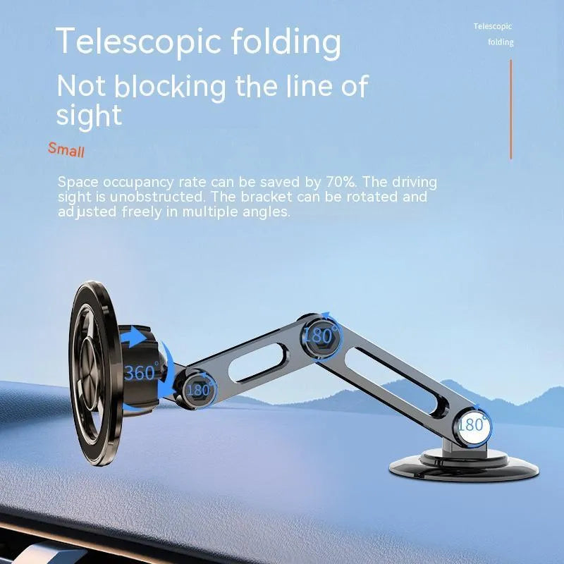 All-metal magnetic car phone holder in black, silver, gold, or rose gold with magnetic rings and adhesive pads