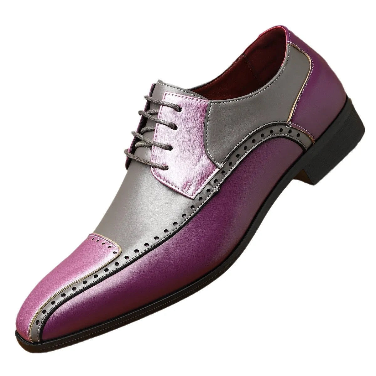 Men's low-top leather shoes in artificial PU with EVA sole and leather stitching
