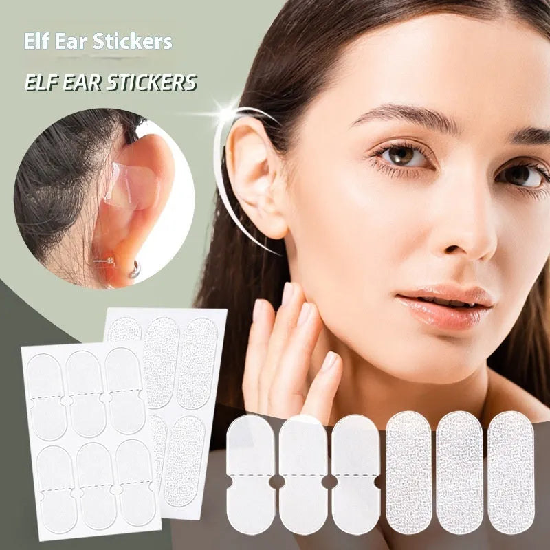 Transparent and frosted disposable ear patches for hair styling support with backing paper