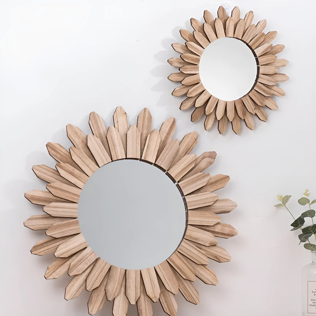 European-style solid wood hanging mirror with baked colour finish in three size options