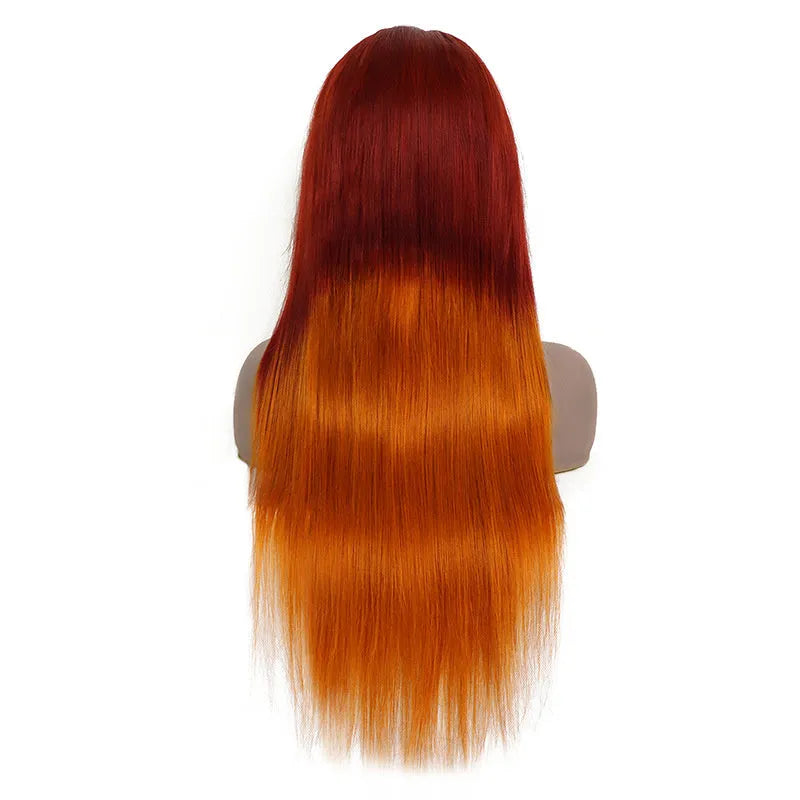 13x4 front lace real hair wig transparent lace straight medium long length ladies wig on mannequin head