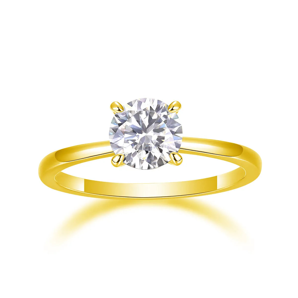 Oath moissanite wedding ring with 1 carat stone on platinum-plated S925 silver band, gift box packaging