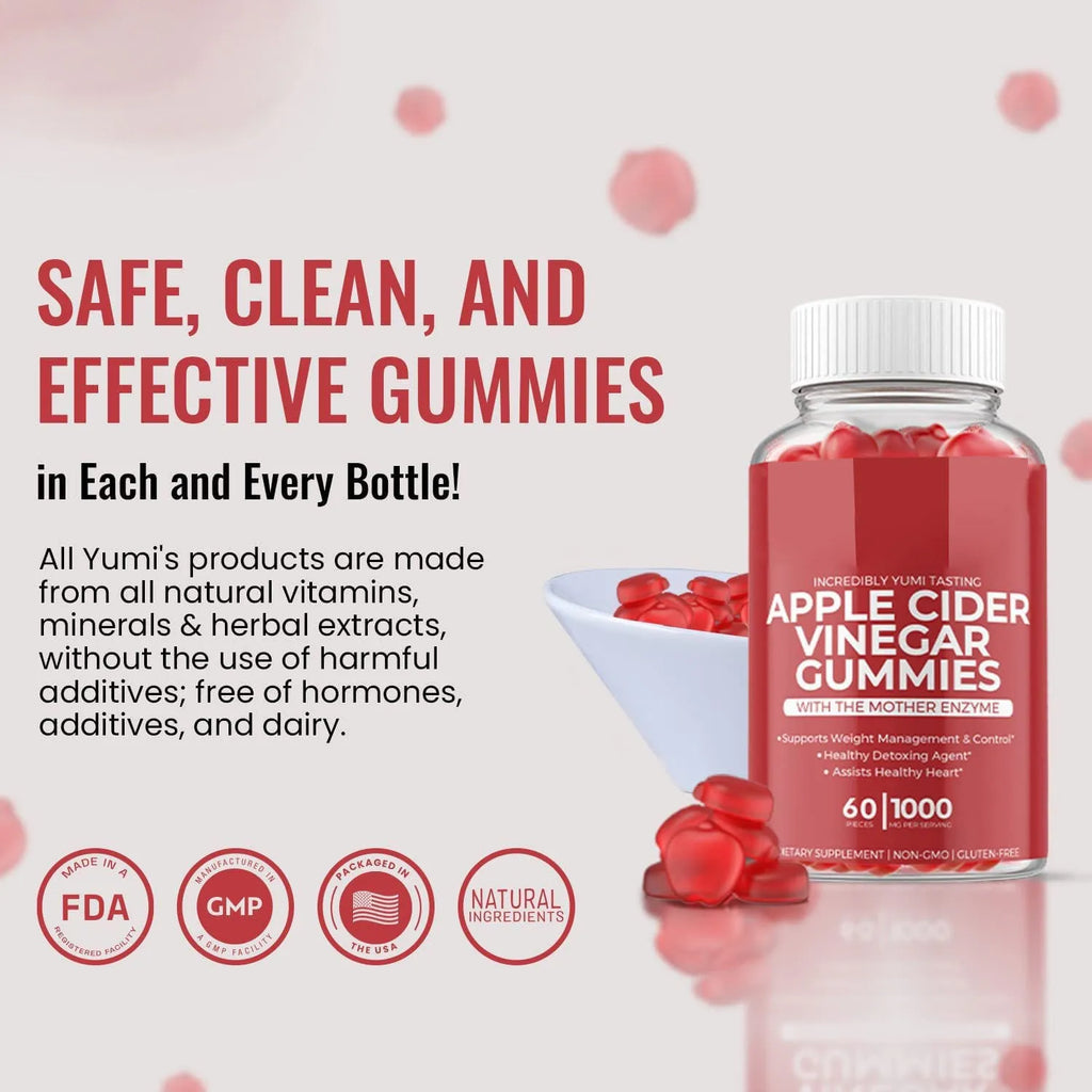 Bottle of 60 apple cider vinegar gummy supplements for adults