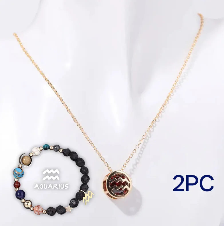 Natural stone beaded necklace and matching bracelet set in one of twelve available styles