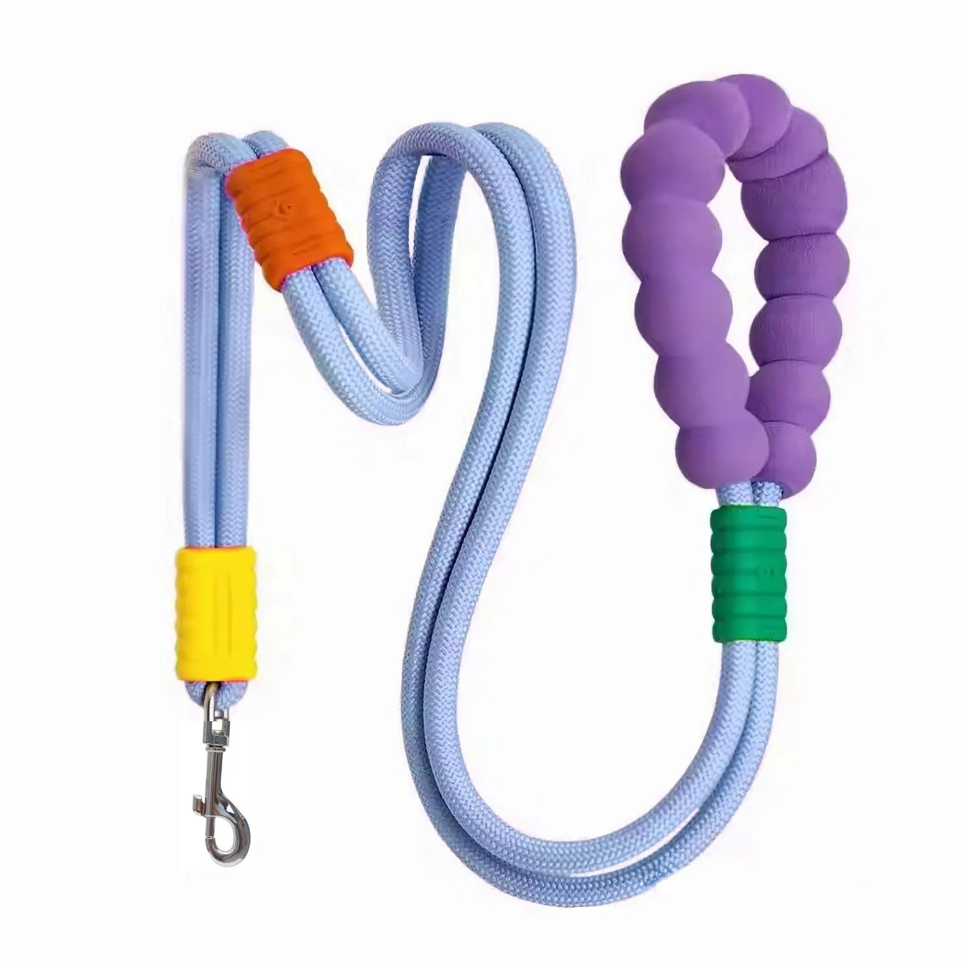 Dog traction leash with foam handle showing 140cm nylon rope in available colours