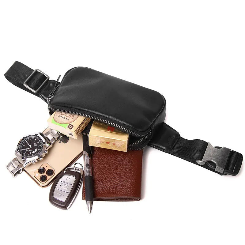 Men's small leather crossbody bag in urban simplicity style with compact dimensions