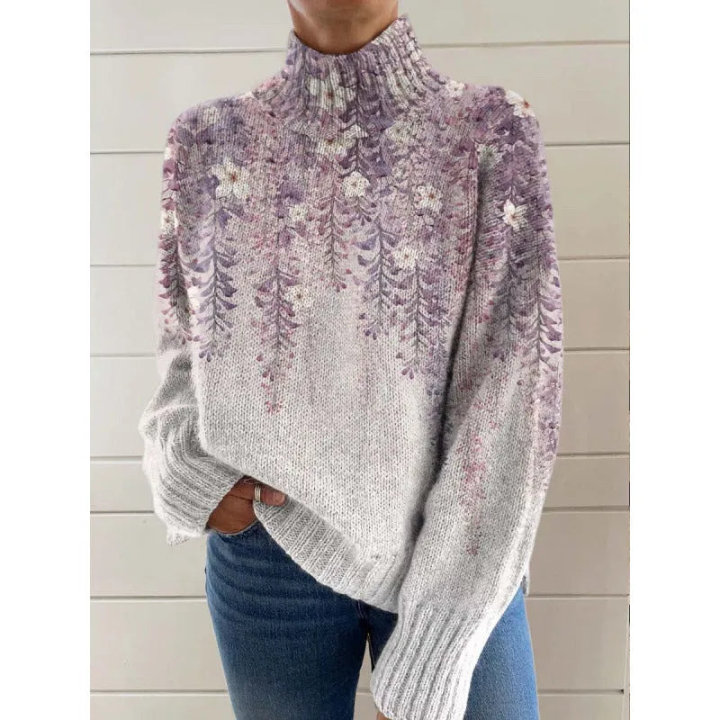 Women's Christmas-themed casual top with 3D abstract printing in polyester fabric