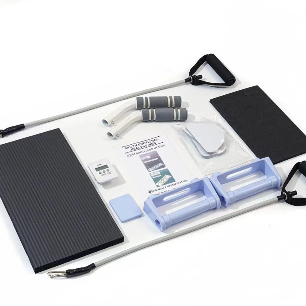 Foldable purple abdominal support board for core workouts on floor