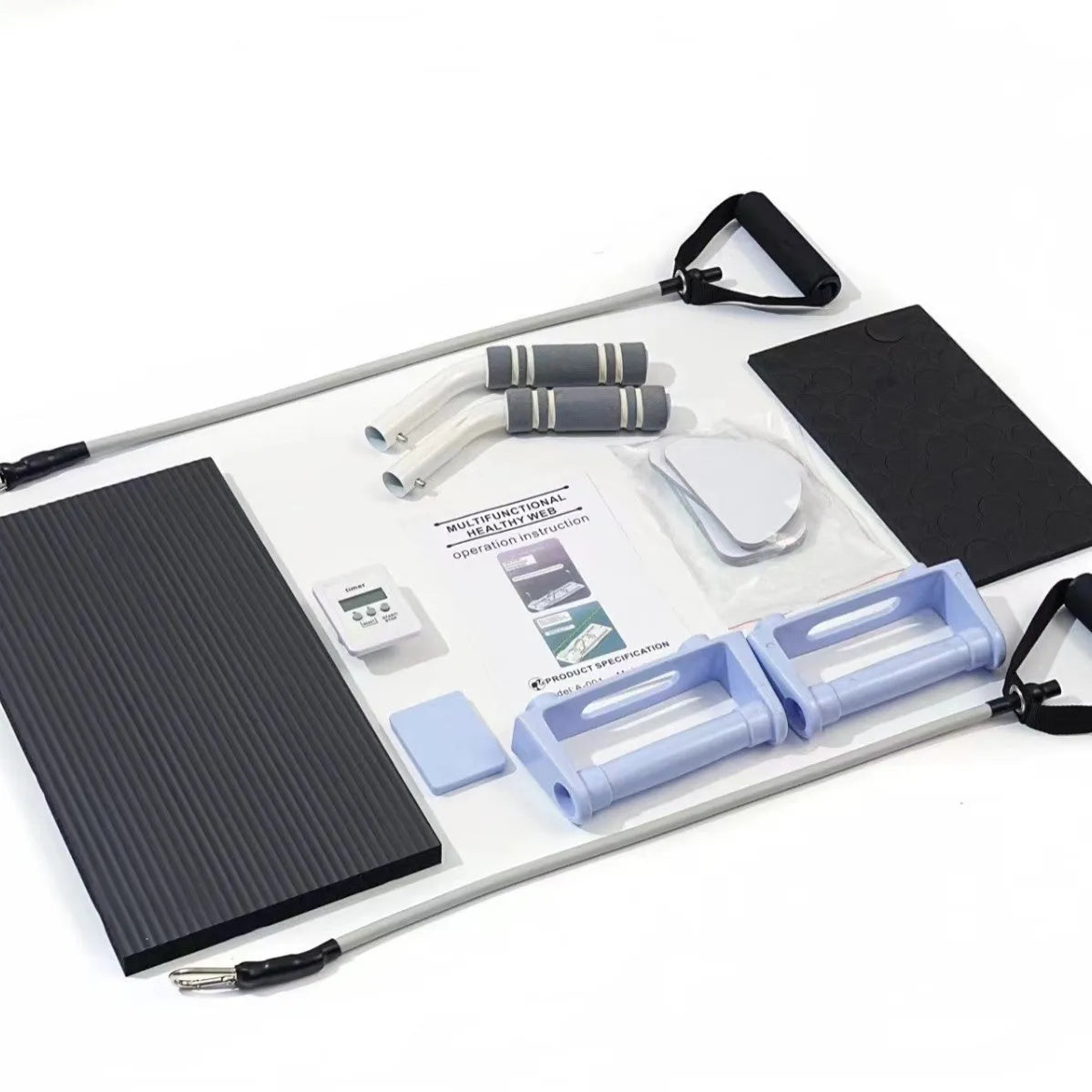 Foldable purple abdominal support board for core workouts on floor