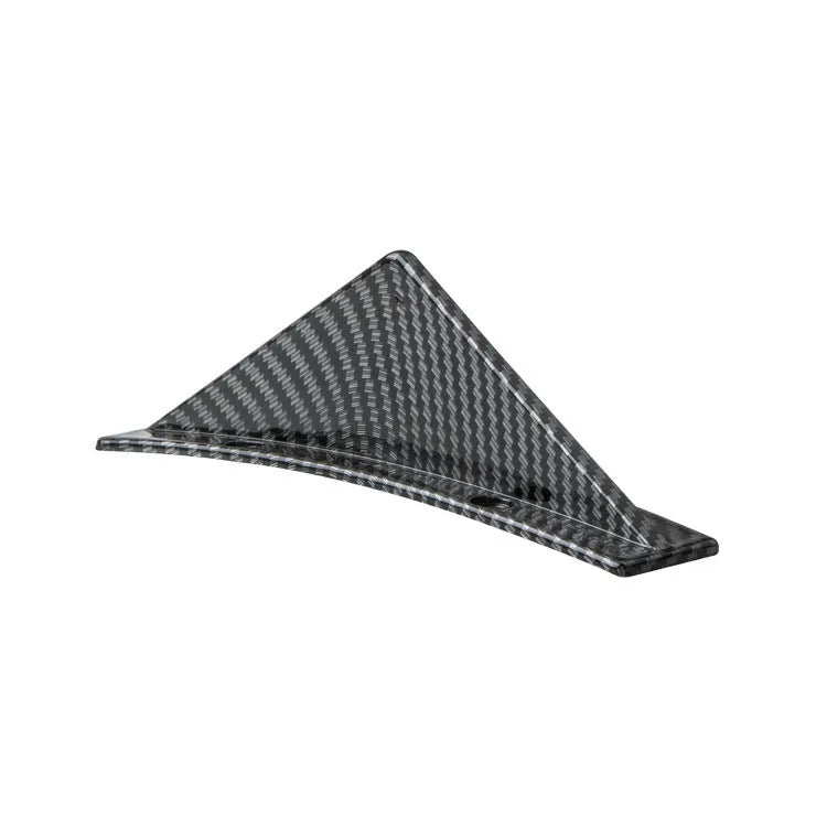 Four 150mm triangular ABS car rear spoilers on a bright black and carbon fibre background.