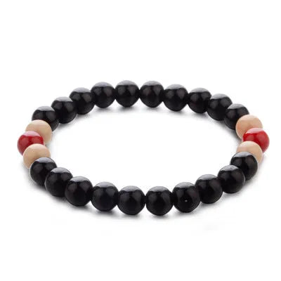 Natural lava stone beaded bracelet for essential oil diffusion with ethnic styling