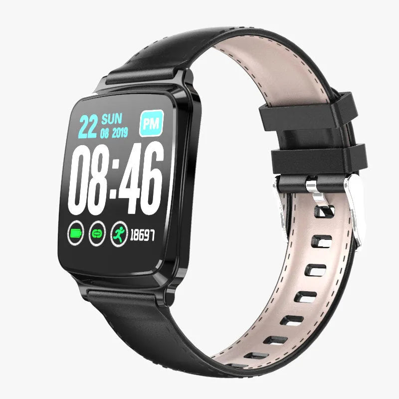 M8 smart fitness bracelet on a wrist showing its touch screen and zinc alloy body, with a TPU strap.