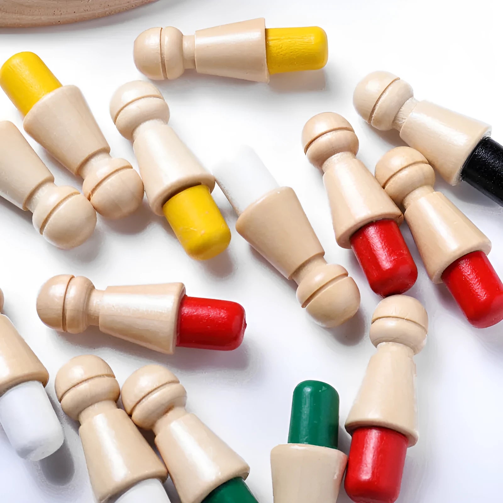 Children's wooden Memory Chess game with beech wood pieces on 17cm board for age 3+ colour recognition