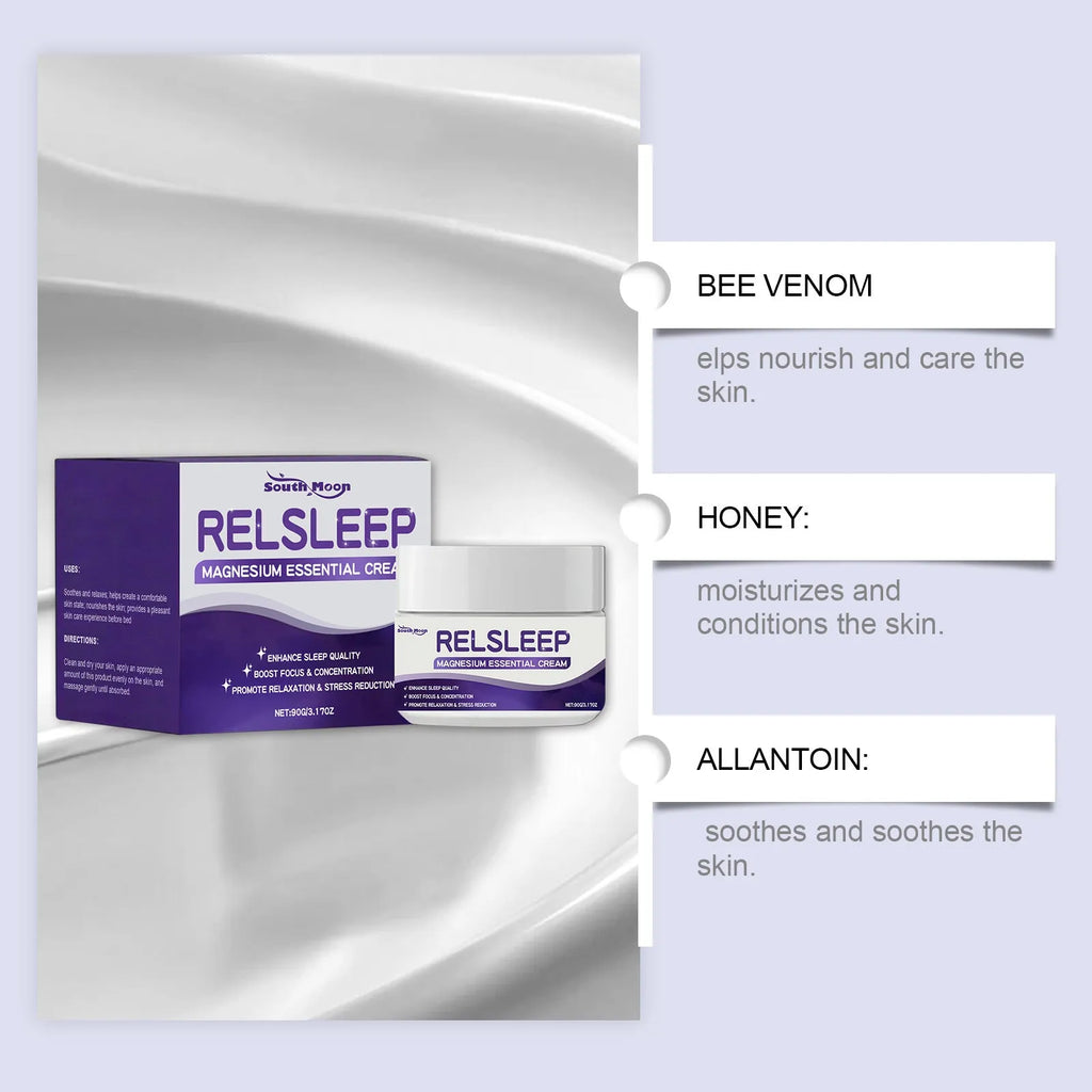 Sleep Magnesium Essence Cream 90g container with gentle soothing overnight formulation