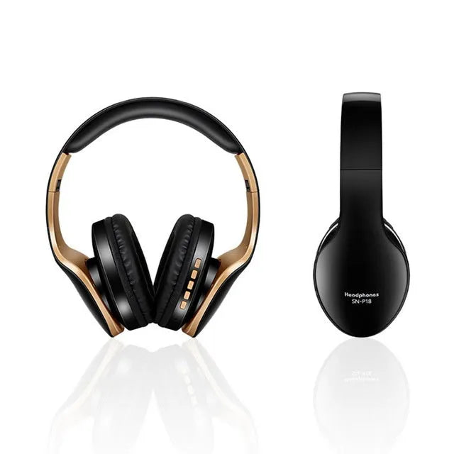 Bluetooth headset over ear wireless earphones with microphone black colour
