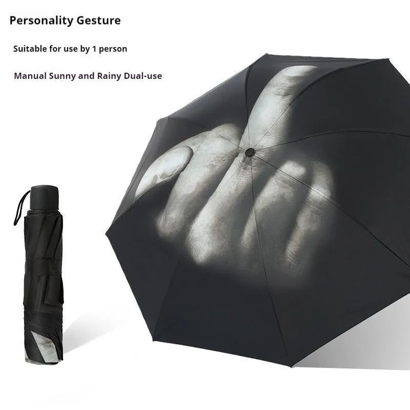 Tri-fold folding umbrella with iron frame and plastic handle in various colour styles