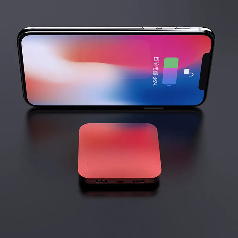 Alloy metal power bank with multi-U port output in black, green, and red colour options