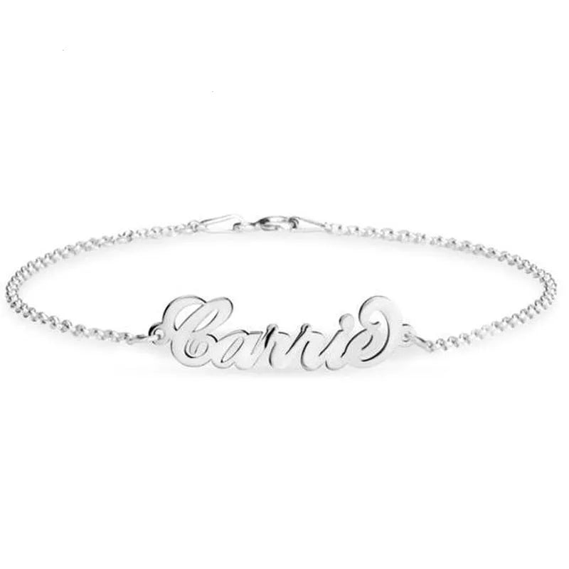 Custom name bracelet in gold finish with the name Sarah in Edward font style
