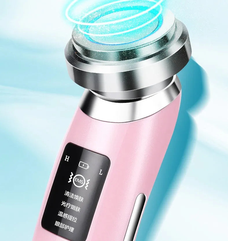 Pink skin rejuvenation instrument for facial cleansing and treatment