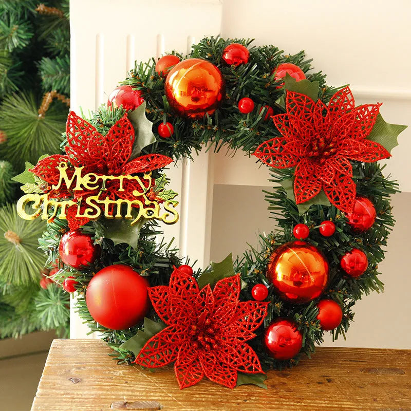Multicolour plastic Christmas wreath with 30cm diameter for door and wall decoration