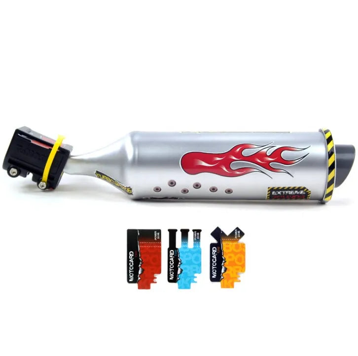 Plastic bicycle turbo spoke pipe with six motorcycle sound voice cards, 35 by 7.5 centimetres, decorative use only