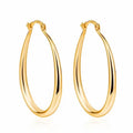 Geometric oval metal earrings for women with electroplated finish and alloy inlaid gems in gold and silver