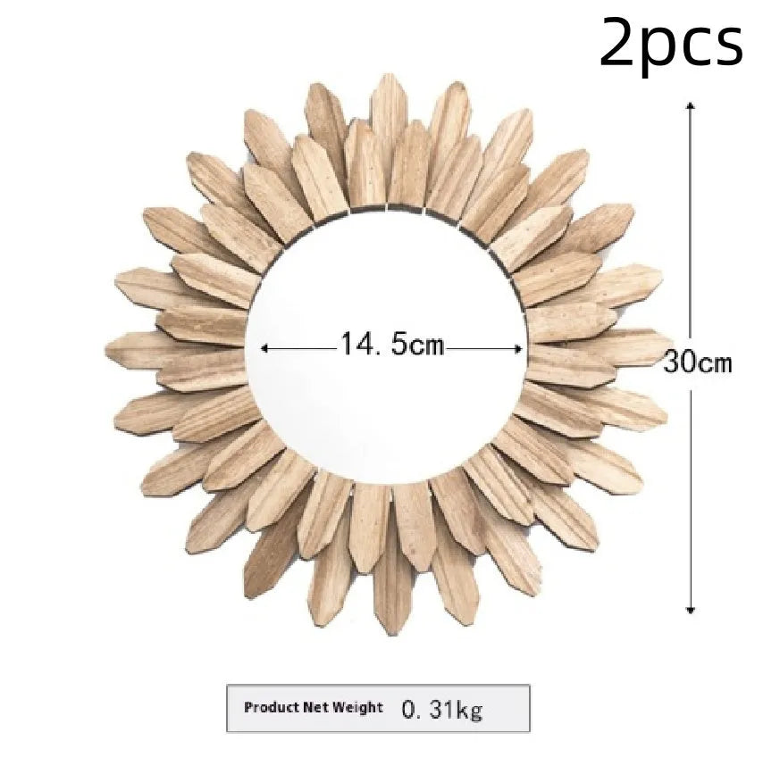 European-style solid wood hanging mirror with baked colour finish in three size options