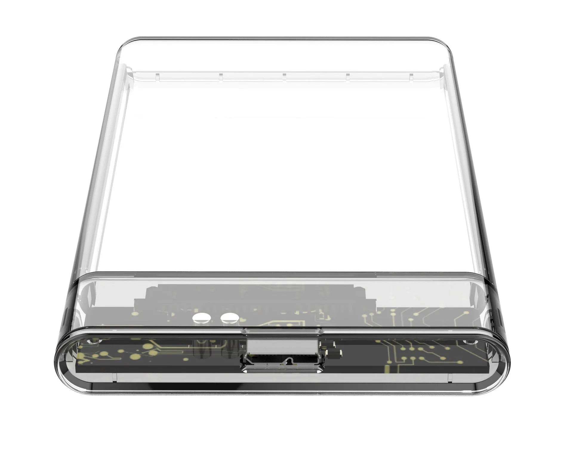 Transparent external hard drive enclosure for 2.5-inch SATA HDD or SSD with USB 3.1 interface
