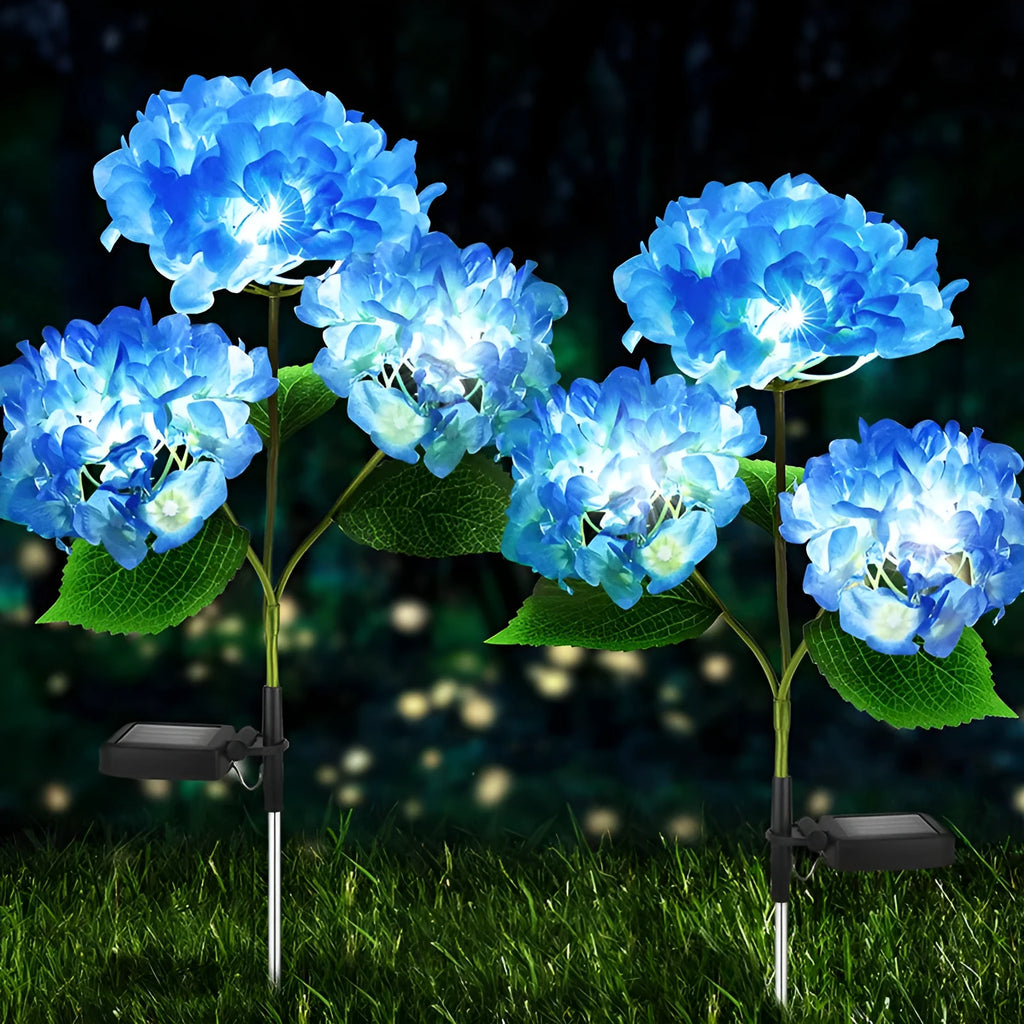 Solar hydrangea garden decorative light with rubber construction and IP55 waterproof rating
