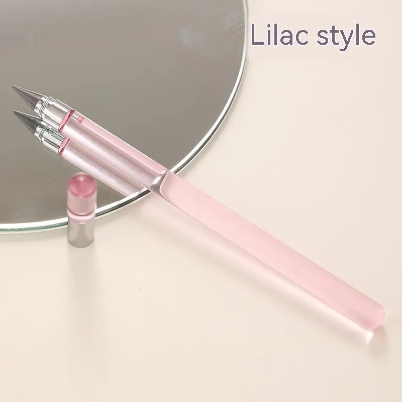 Acrylic transparent eternal pencil with alloy tip showing colour refill options
