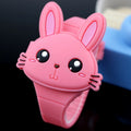 Children's electronic watch with 55mm cartoon dial, silicone strap and stainless steel pin buckle in blue