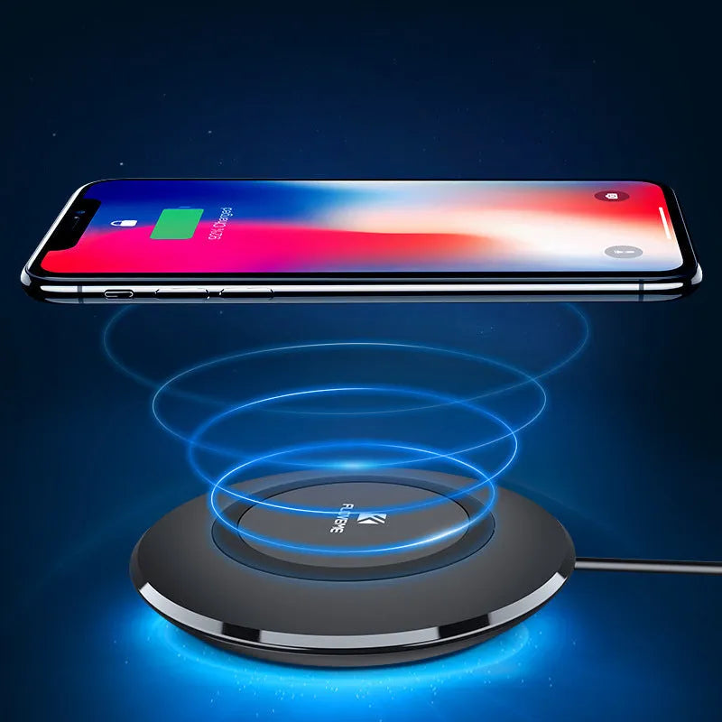 Floveme 5W wireless charger round pad 10.5cm ABS plastic black colour