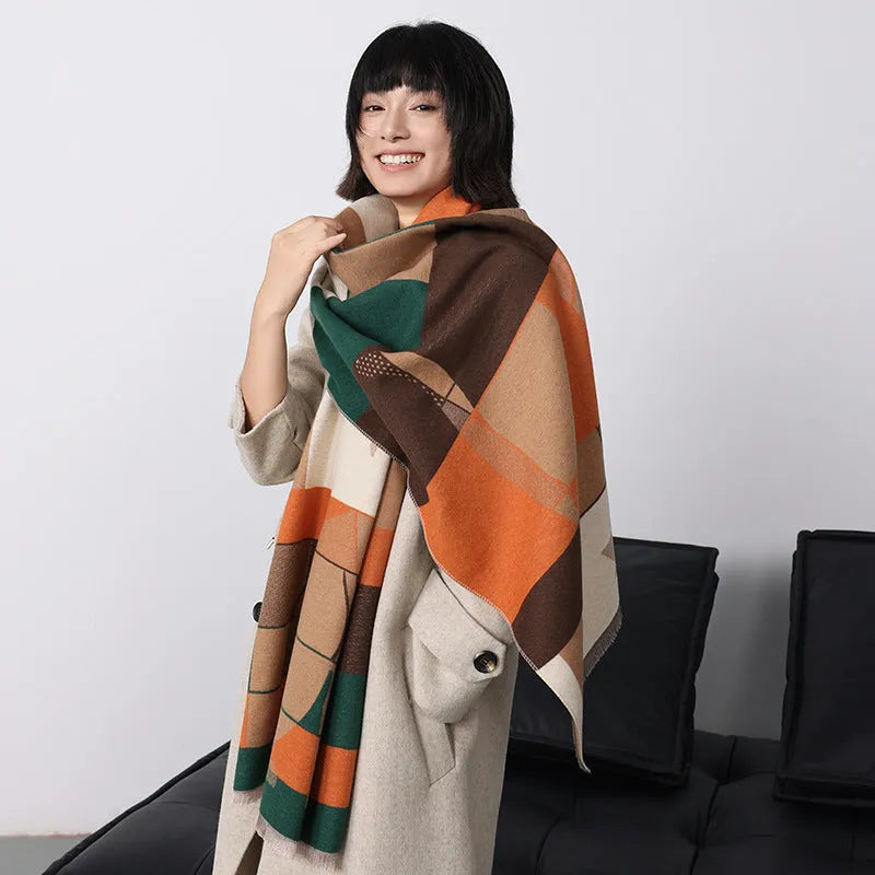 European style 185x65cm imitation cashmere polyester scarf in eight autumn colours