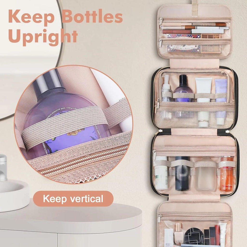 Polyester travel cosmetics wash bag with waterproof lining in multiple colour options