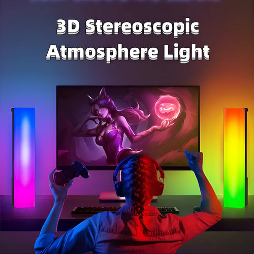 3D RGB voice-activated ambience lamp in black or white shell with USB cable