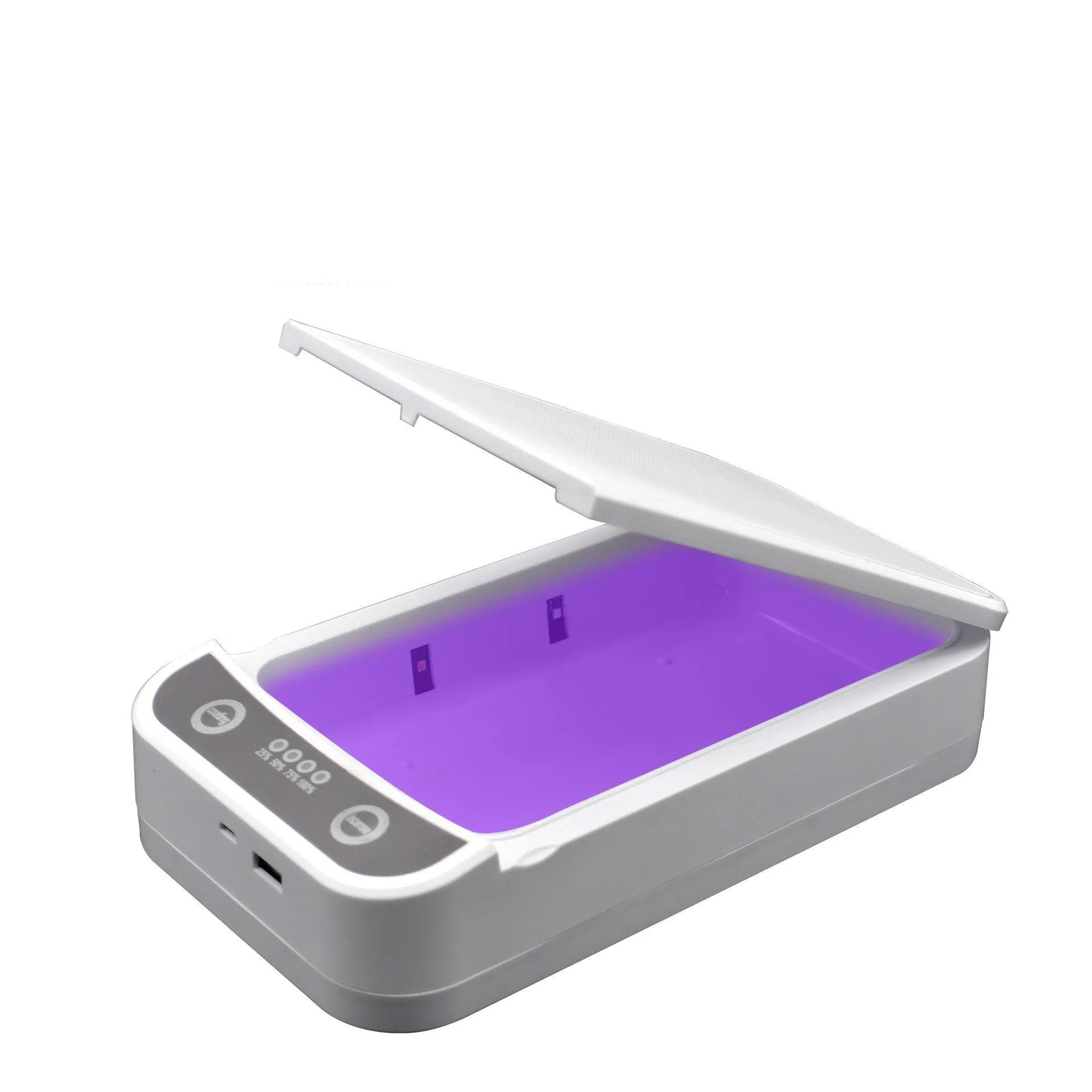 A UV disinfection box with internal light, sized for a 6.5-inch mobile phone.