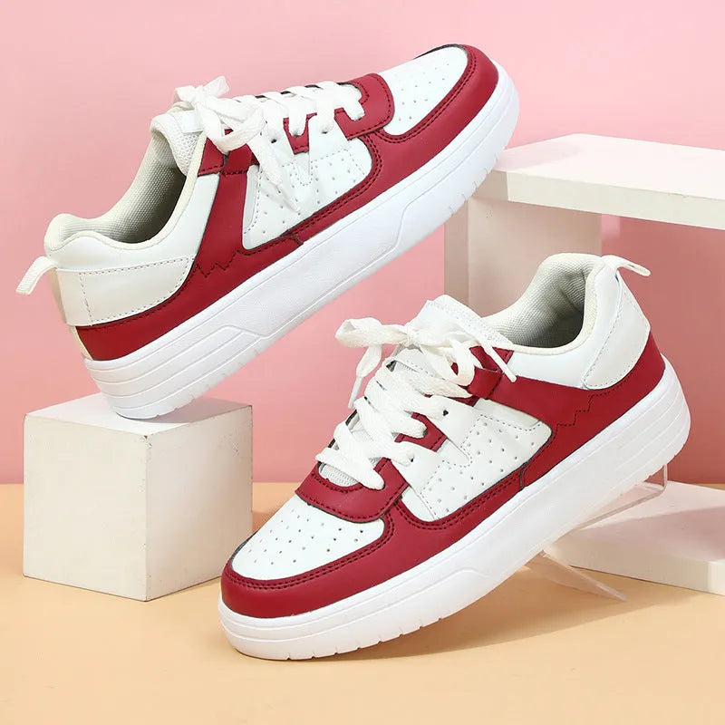 Unisex couple platform sneakers with EVA sole, mid heel 3-5CM, lace-up front, and round toe in a colour variant