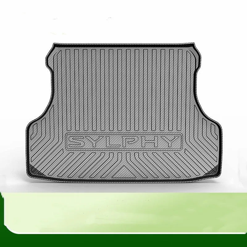 Black carbon fibre pattern car boot liner mat for vehicle cargo protection