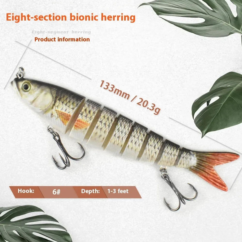 Eight Fish brand hard bait fishing lure, 133 mm long, shown in one of its eleven available colour options.